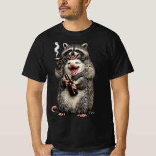 T-shirt Raton laveur fumeur, opossum buveur de bière meill