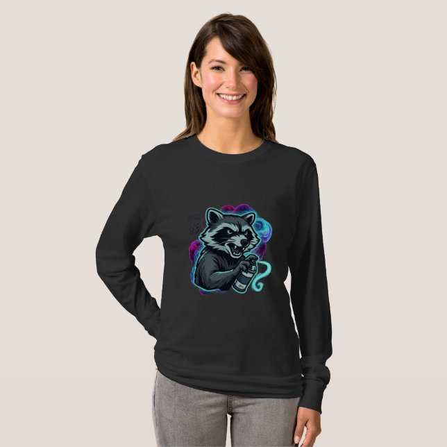 T-shirt Raton laveur graffiti manches longues (Devant entier)
