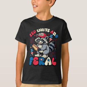 T-shirt Raton laveur Hot Dog Floral Rouge Blanc Et Féral A