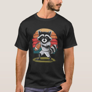 T-shirt raton laveur Jouant au Football Américain rétro vi