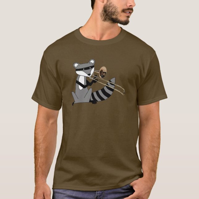 T-shirt Raton laveur jouant le trombone (Devant)