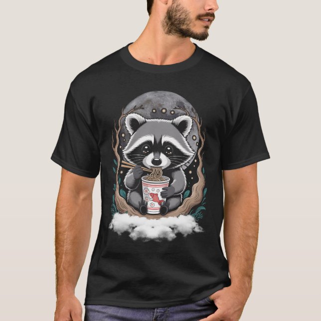 T-shirt Raton laveur mangeant un cup de nouilles instantan (Devant)