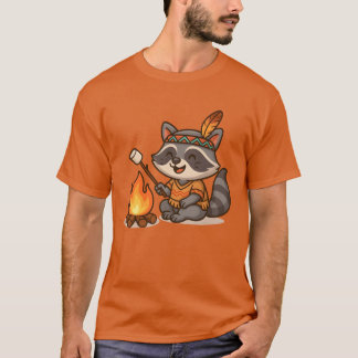 T-shirt Raton laveur mignon campe et fait rôtir Marshmallo
