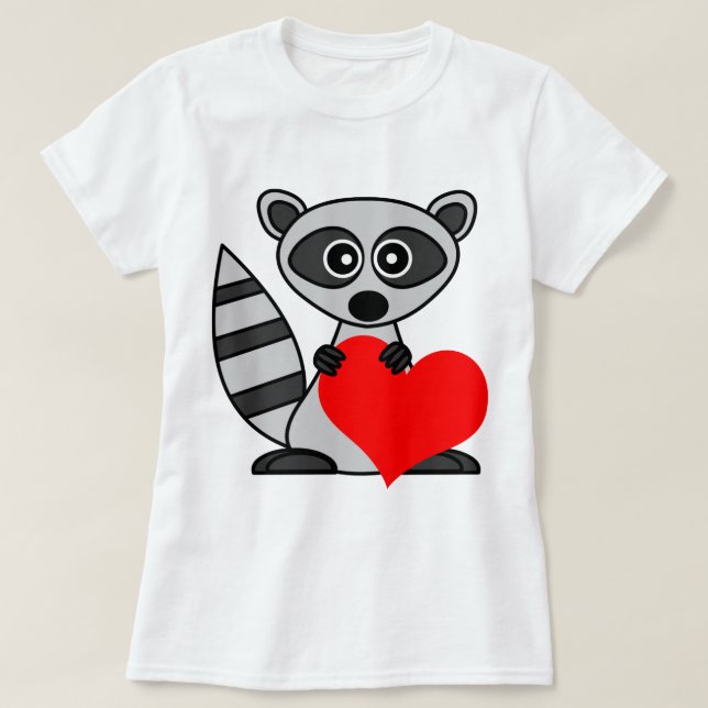 T-shirt Raton laveur mignon de bande dessinée tenant le (Design devant)