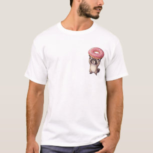 T-shirt Raton laveur mignon levant un donut glacé rose géa