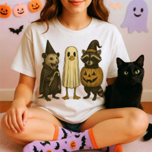 T-shirt Raton laveur opossum canard trio d'Halloween – Drô