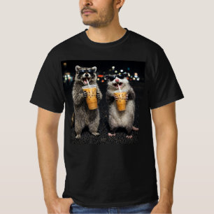 T-shirt Raton laveur Opossum drôle buvant un café glacé – 