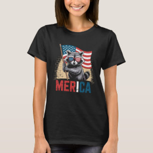 T-shirt Raton laveur patriotique drapeau américain drôle M