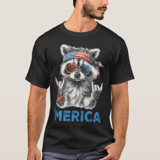 T-shirt Raton laveur patriotique drôle qui déchire la fier