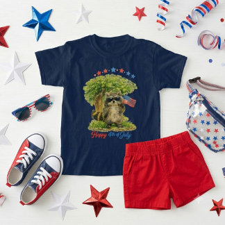 T-shirt Raton laveur patriotique fantaisiste 14 juillet An