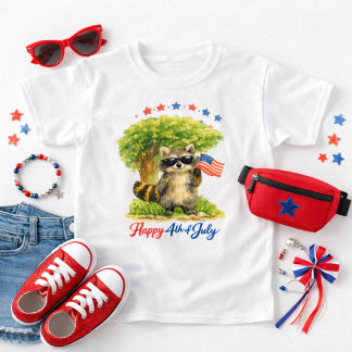 T-shirt Raton laveur patriotique fantaisiste pour le 4 jui
