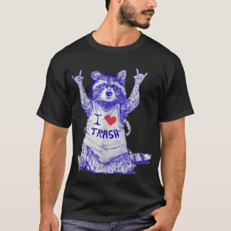 T-shirt Raton laveur portant I Love Drôle Raton laveur Sau