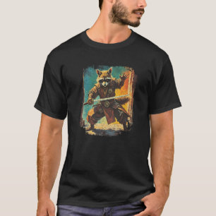 T-shirt Raton laveur Samouraï Art japonais Sumi e Mignon D
