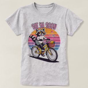 T-shirt Raton laveur vintage à vélo À bientôt Rétro couche