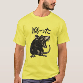 T-shirt Raton Vintage Menace sur Fond Noir