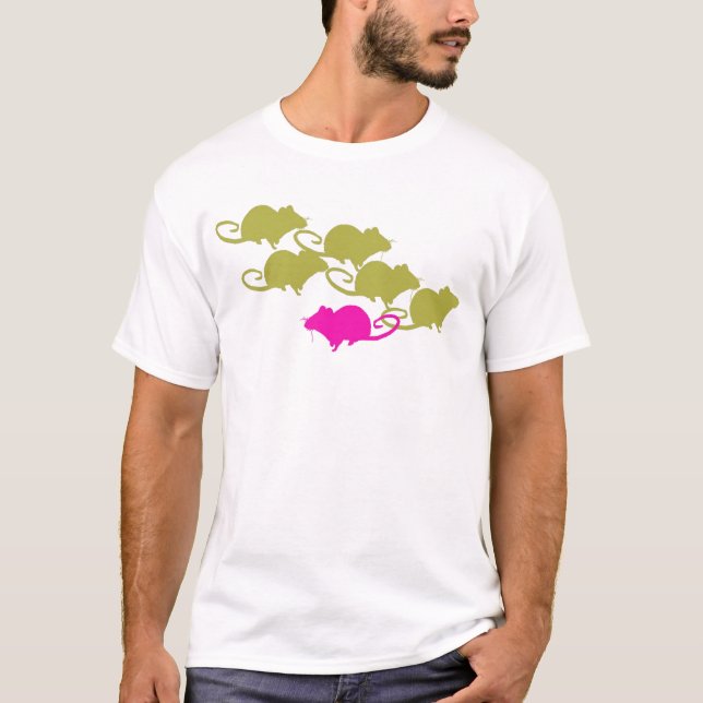 T-shirt Rats dans le rose et le vert (Devant)