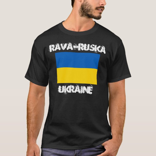 T-shirt Rava-Ruska, Ukraine avec le manteau des bras (Devant)
