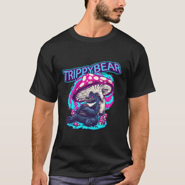 T-shirt Ravage Psychédélique Ours Trippé Avec Champignons  (Devant)
