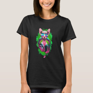 T-shirt Rave Sphynx Edm Kitty Dj Kitten Chat sans cheveux