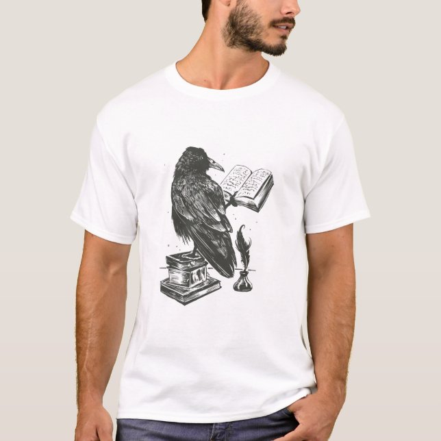 T-shirt Raven bird reading (Devant)
