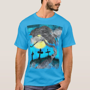 T-shirt Raven bleu aquarelle 