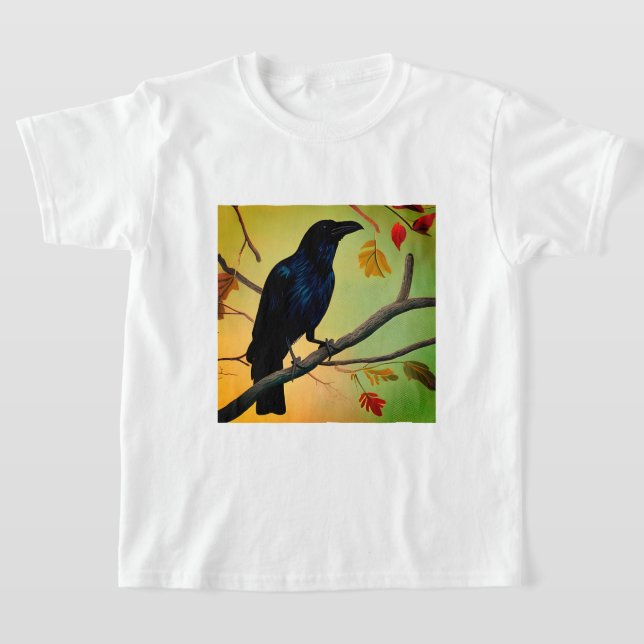 T-shirt Raven De Plaisir Entouré Sur Branche (Poser)