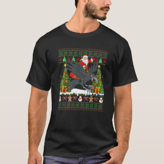 T-shirt Raven Oiseau Amant Drôle Laid Père Noël Riding Rav