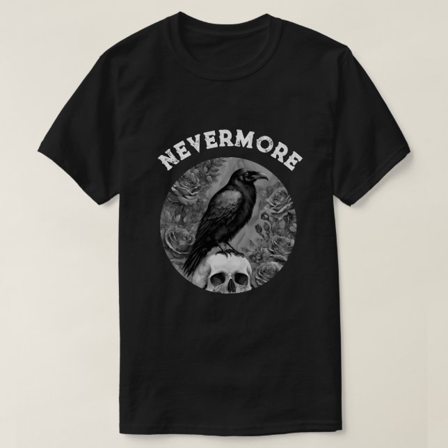 T-shirt Raven On Skull Avec Roses Plus (Design devant)