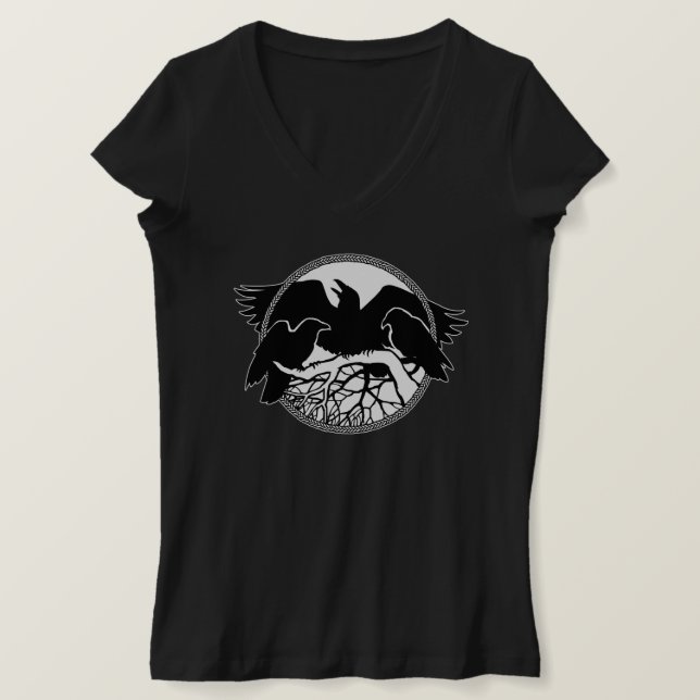 T-shirt Raven pour femmes Corbeau d'art Chemise Da (Design devant)