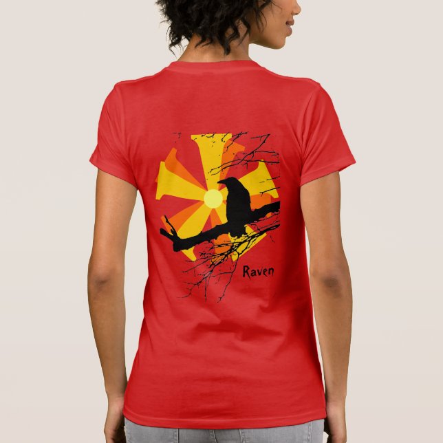 T-shirt Raven Sun avec branches d'arbre (Dos)