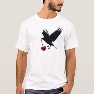 T-shirt Raven volant loin avec le coeur de Mongramed