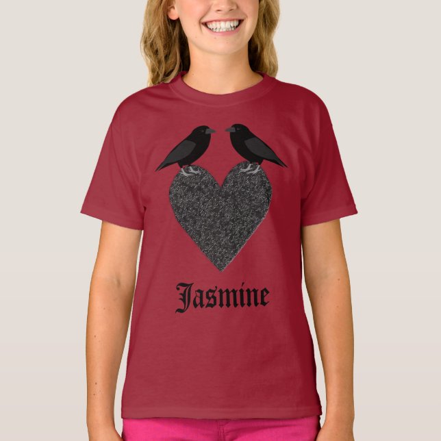 T-shirt Ravens gothiques et Black Heart Custom (Devant)