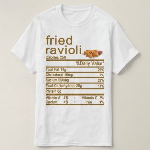 T-shirt raviolis frit étiquette de la valeur nutritive