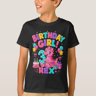 T-shirt Rawr 3 Trois Rex Rose Dinosaure 3ème Anniversaire 