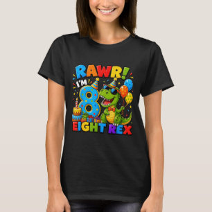 T-shirt Rawr 8 Huit Rex Dinosaure 8ème Anniversaire Garçon