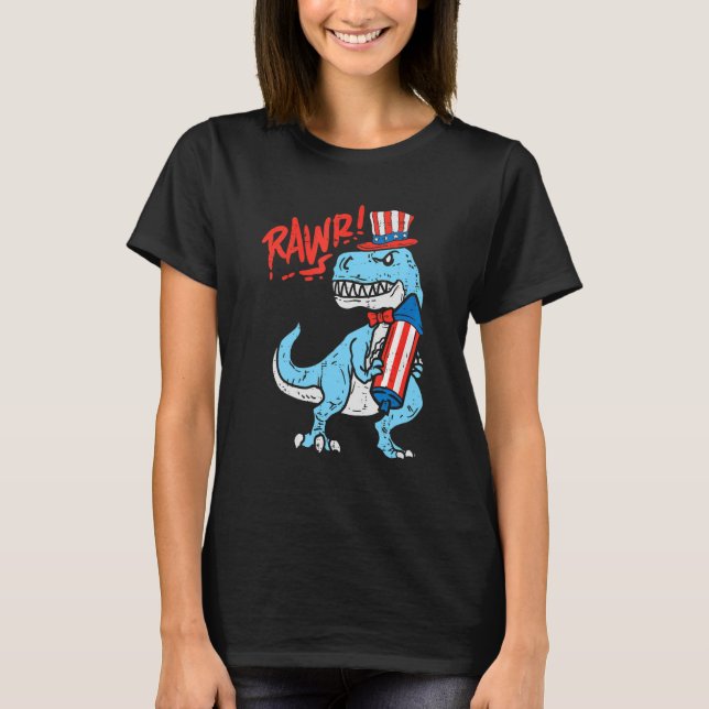 T-shirt Rawr American Rex Dino Enfants 4 juillet Baby Boys (Devant)