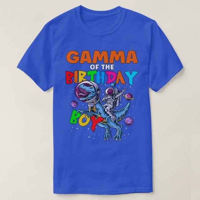T-shirt Rawr Gamma Du Garçon D'Anniversaire Astronaut Ridi (Design devant)