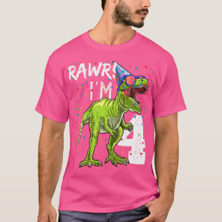 T-shirt Rawr I M 4 4E Anniversaire T Rex Dinosaur Party Ca