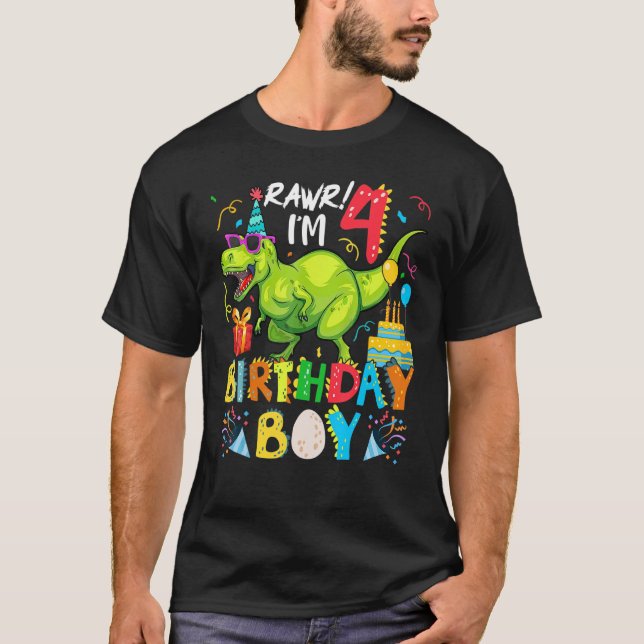 T-shirt Rawr I M 4e anniversaire garçon Dinosaur T Rex 4 a (Devant)