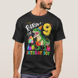 T-shirt Rawr I M 9 Birthday Boy Dinosaur Rex 9e Anniversai
