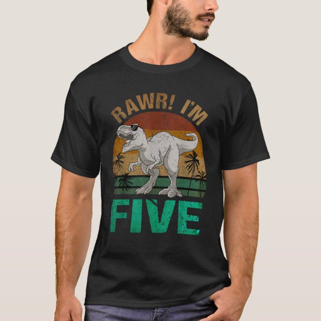T-shirt Rawr I m Five 5e anniversaire T rex Dinosaur Sauru (Devant)