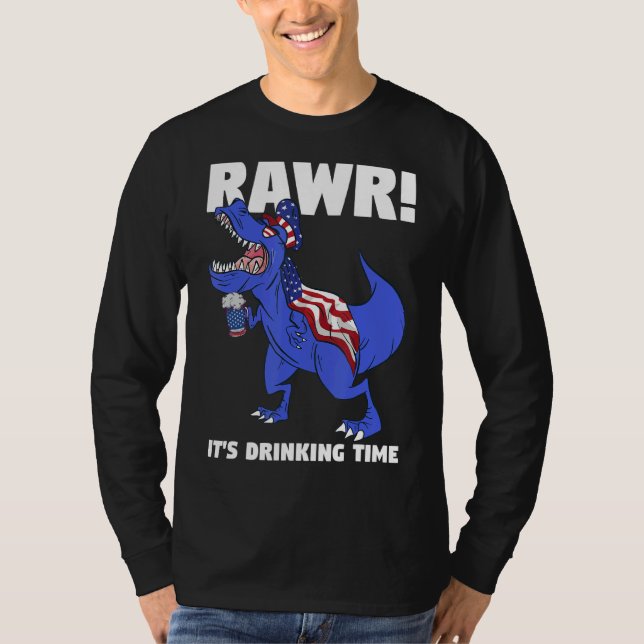 T-shirt Rawr Il est temps de boire Rex Dinosaur (Devant)