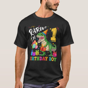 T-shirt Rawr I'm 1 Birthday Boy Dinosaur T Rex 1St Birthda