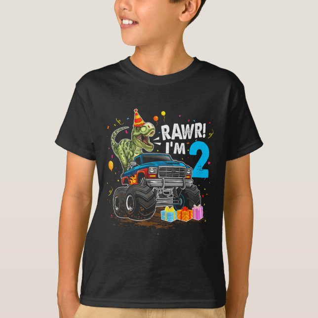 T-shirt Rawr I'm 2 2nd Birthday T Rex Dinosaur Funny Party (Devant)