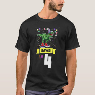 T-shirt Rawr I'm 4 Age Of 4 Quatrième Anniversaire