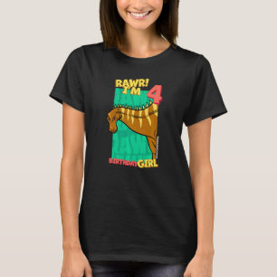 T-shirt Rawr I'm 4 Birthday Girls 4th Birthday Dino Rebbac