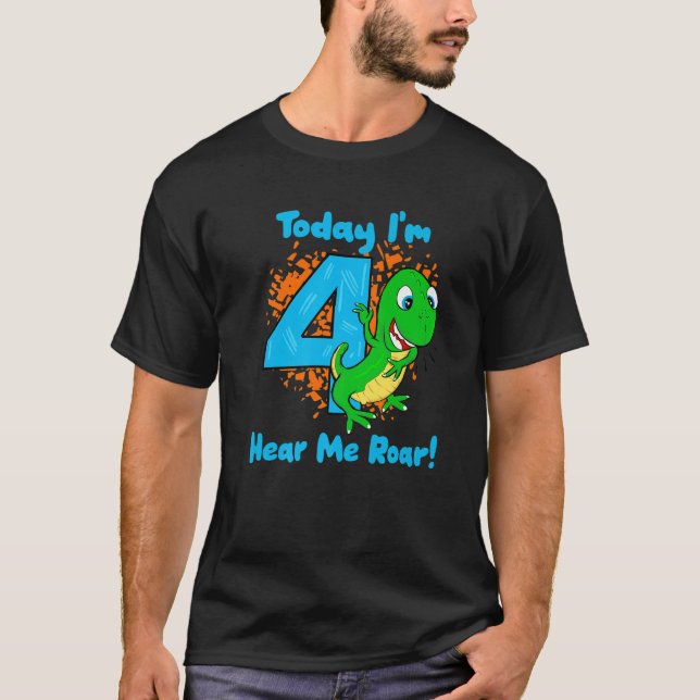 T-shirt Rawr I'm 4 Dinosaur 4e Dino T-Rex Quatre Ans B (Devant)