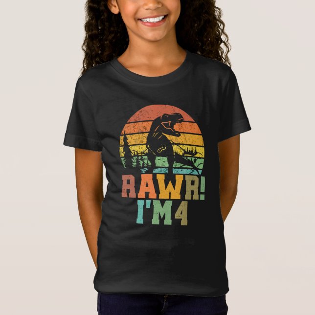 T-Shirt Rawr Im 4 Dinosaure T Rex 4 Ans (Devant)