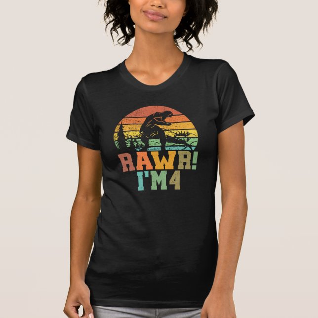 T-shirt Rawr Im 4 Dinosaure T Rex 4 Ans (Devant)