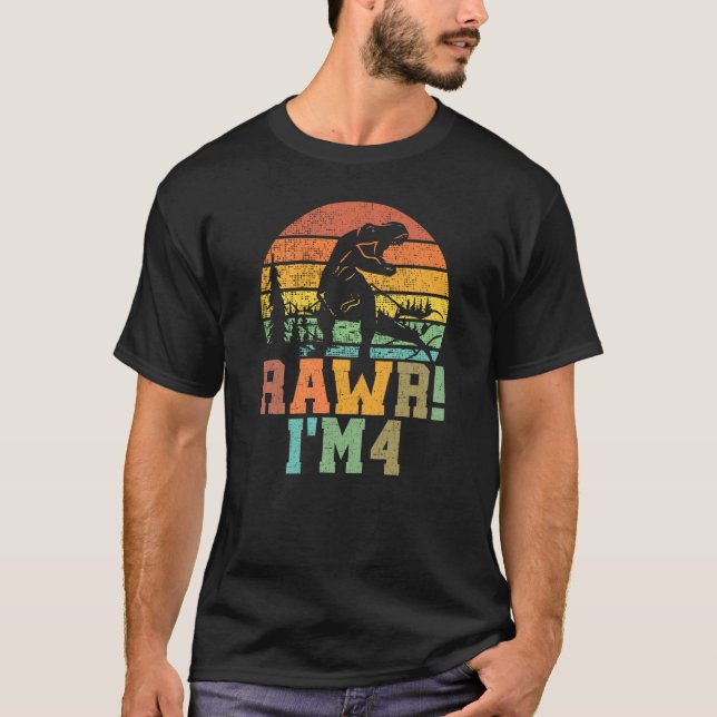 T-shirt Rawr Im 4 Dinosaure T Rex 4 Ans (Devant)